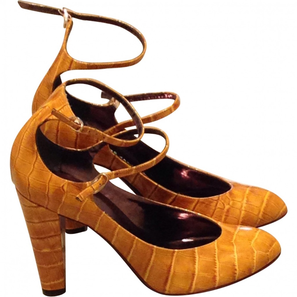 Marc by Marc Jacobs Yellow Croc-like Leather Heels